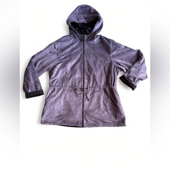 St.John’s Bay woman reversible utility jacket  black gray cinched waist size 1X - Picture 1 of 16